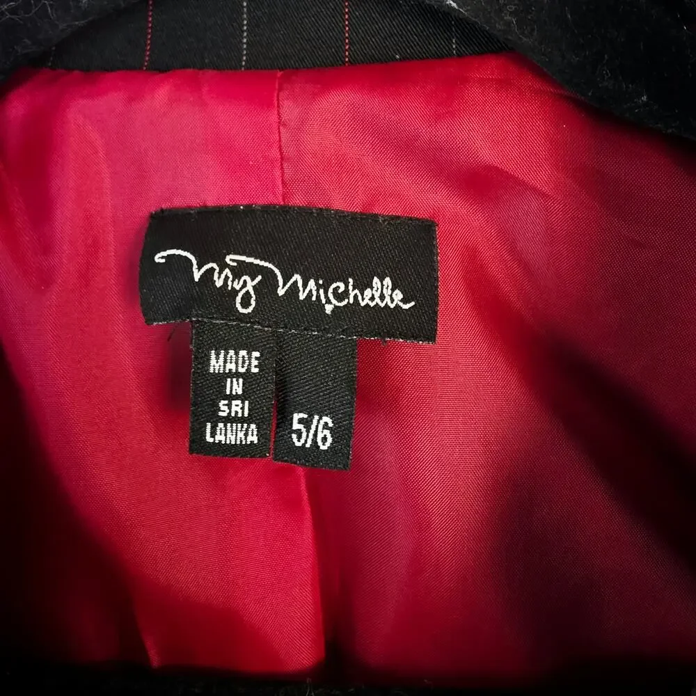 Vintage My Michelle Pant Suit Size 5/6 Black Red Pinstripe Y2K Office 2000s